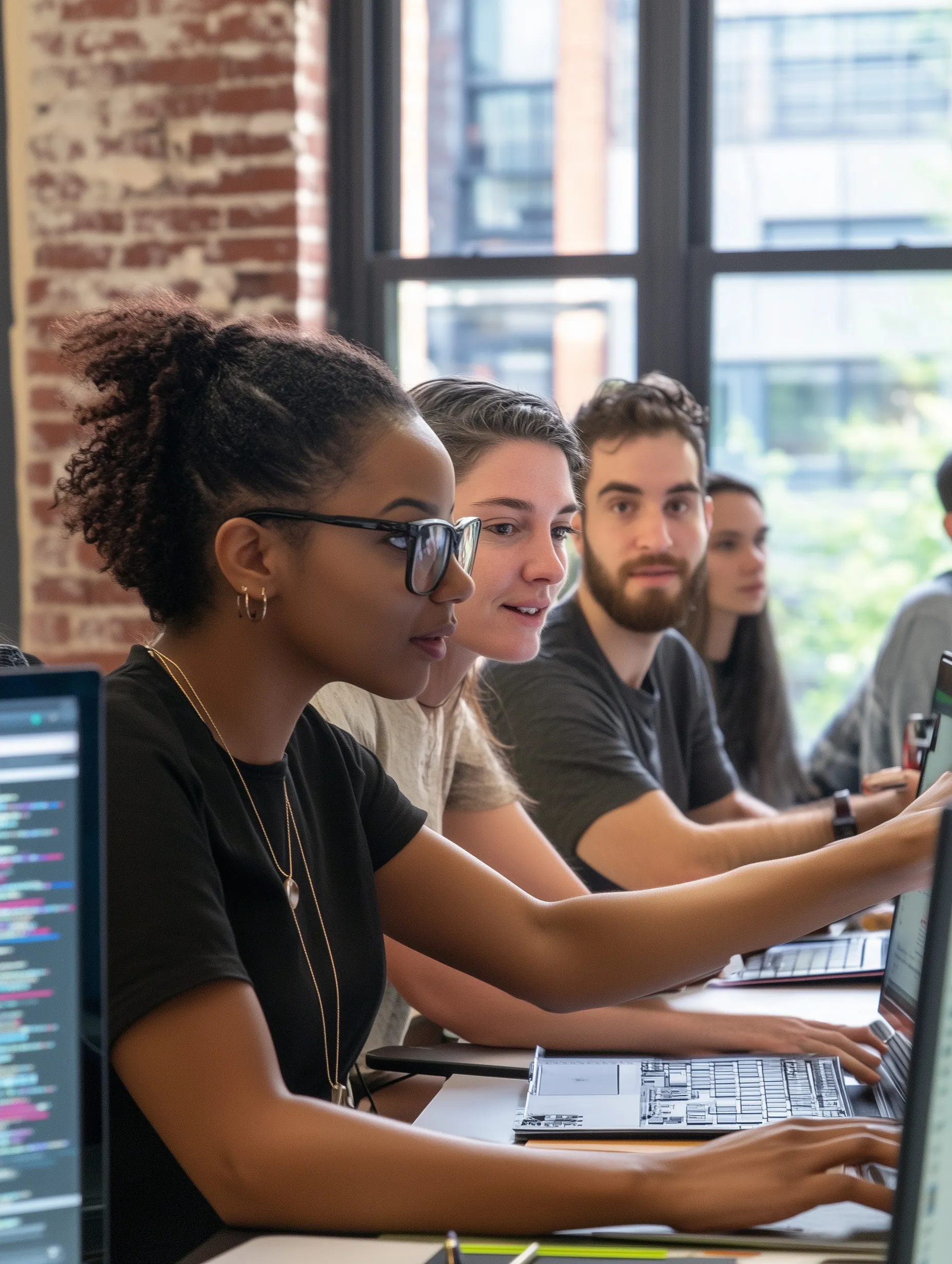 Team collaborating with a client